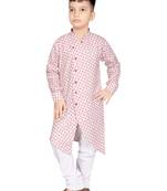 Pink printed poly cotton boys-kurta-pyjama