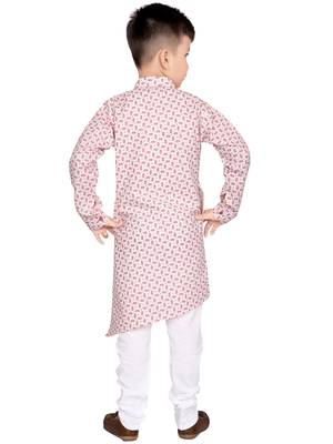 Pink printed poly cotton boys-kurta-pyjama 2