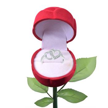 Vighnaharta Rhodium Plated alloy Ring with Scented Rose Ring Box for Women and Girls. 2