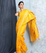 Yellow Zari Woven Saree With Blouse