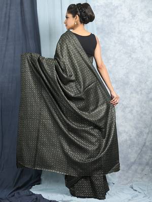 Black Woven saree with blouse 4
