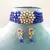 Blue Brass American Diamond High End Pendant Choker with Imitation Beads