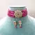Red Brass American Diamond High End Pendant Choker with Imitation Beads