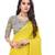 Yellow plain chiffon saree with blouse