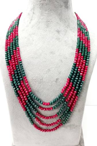 Multicolor 5 Line Beaded Crystal Necklace 