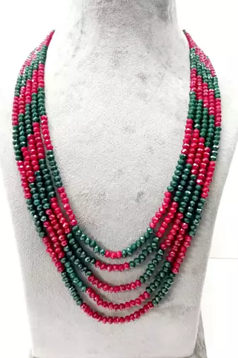 Multicolor 5 Line Beaded Crystal Necklace 