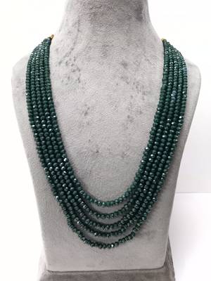 Green 5 Line Beaded Crystal Necklace  1