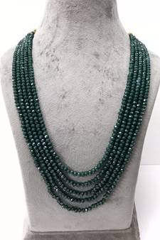 Green 5 Line Beaded Crystal Necklace 