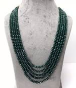 Green 5 Line Beaded Crystal Necklace 