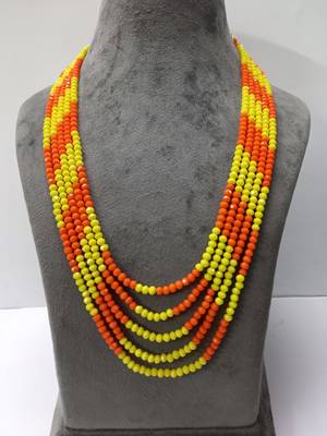 Multicolor 5 Line Beaded Crytal Necklace  1