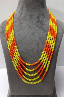 Multicolor 5 Line Beaded Crytal Necklace 