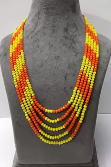Multicolor 5 Line Beaded Crytal Necklace 