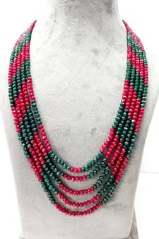 Multicolor 5 Line Beaded Crystal Necklace 