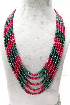 Multicolor 5 Line Beaded Crystal Necklace 