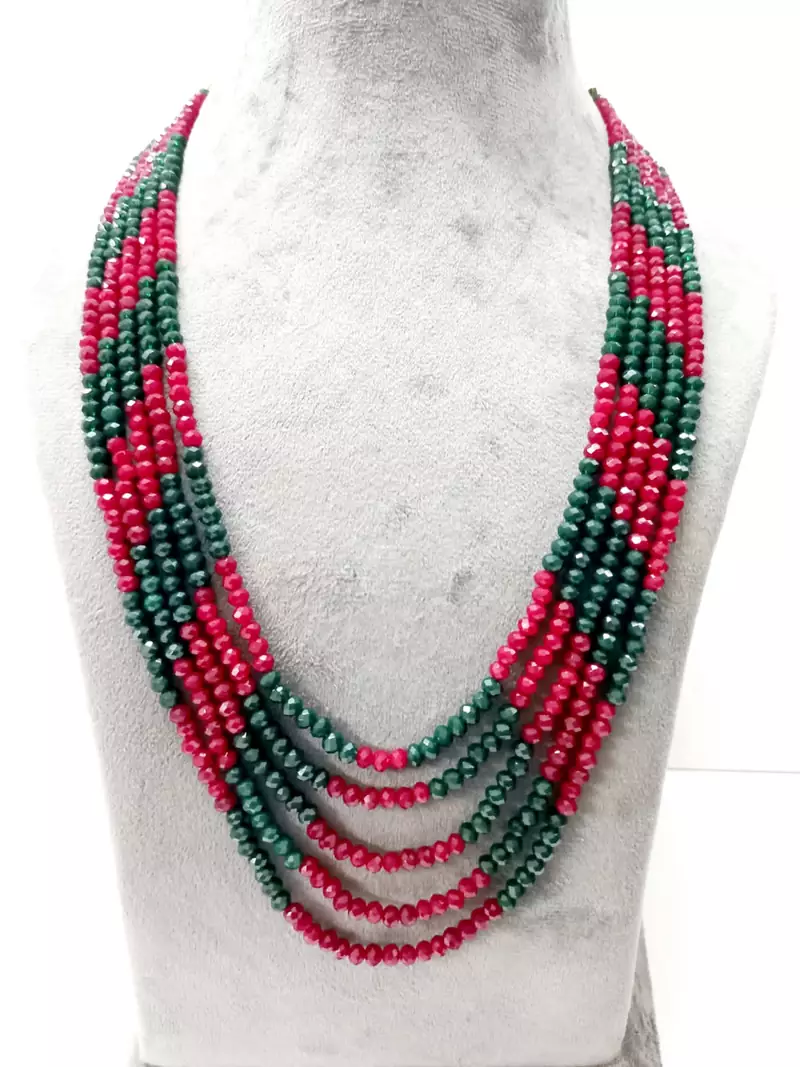 Multicolor 5 Line Beaded Crystal Necklace 