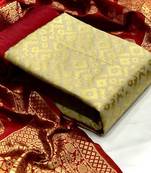 Beige weaved banarasi salwar