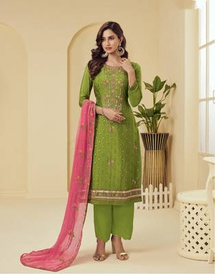 Green embroidered georgette salwar 1