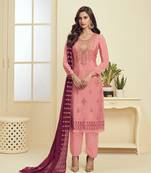 Pink embroidered georgette salwar