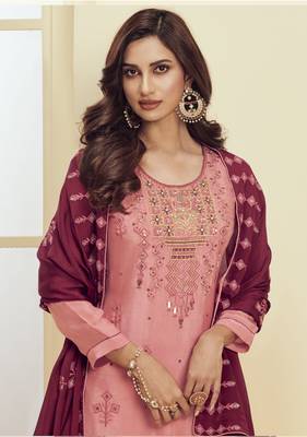 Pink embroidered georgette salwar 2
