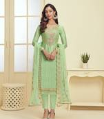 Sea-green embroidered georgette salwar