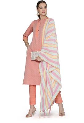Orange weaved cotton salwar 1