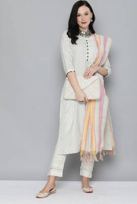 Off-white weaved cotton salwar 1