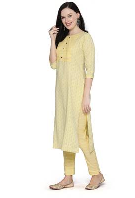 Yellow weaved cotton salwar 1