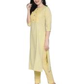 Yellow weaved cotton salwar