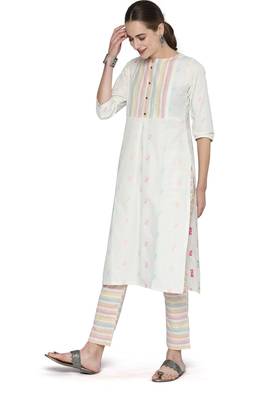 Off-white weaved cotton salwar 1