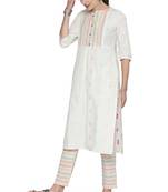 Off-white weaved cotton salwar
