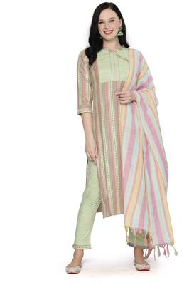 Green weaved cotton salwar 1