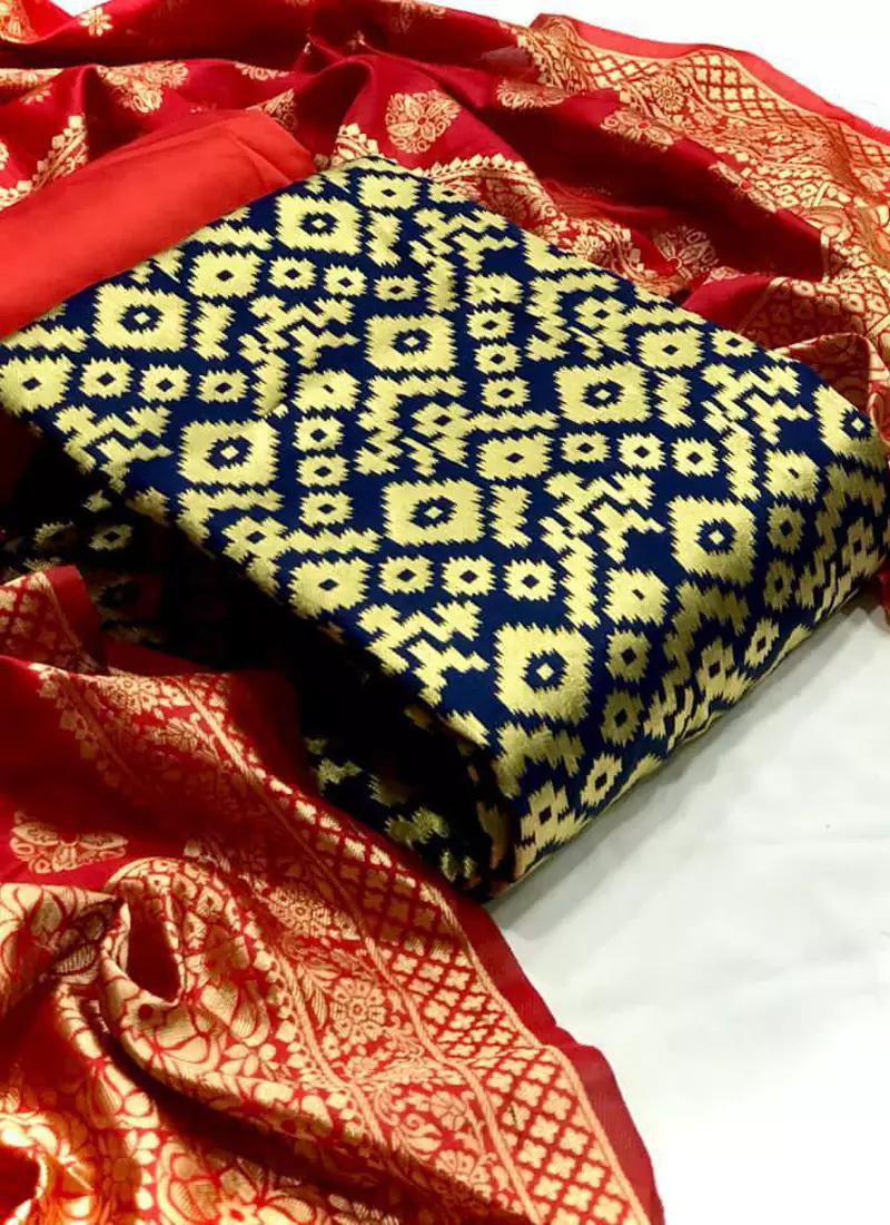Blue weaved banarasi salwar