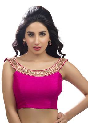 Pink Dupion Silk Readymade Sleeveless Blouse 1