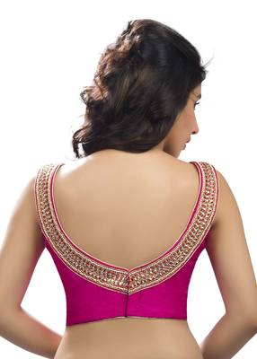 Pink Dupion Silk Readymade Sleeveless Blouse 2
