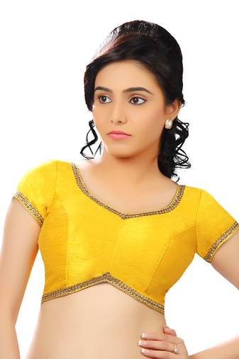 Yellow Dupion Silk Readymade-Blouse