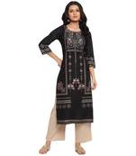 Black printed rayon ethnic-kurtis