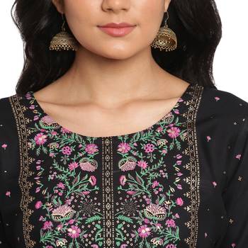 Black printed rayon ethnic-kurtis 3