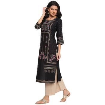 Black printed rayon ethnic-kurtis 4