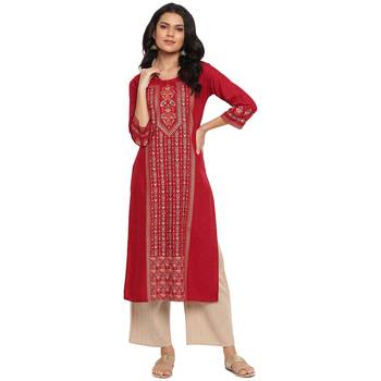 Red printed rayon ethnic-kurtis 1