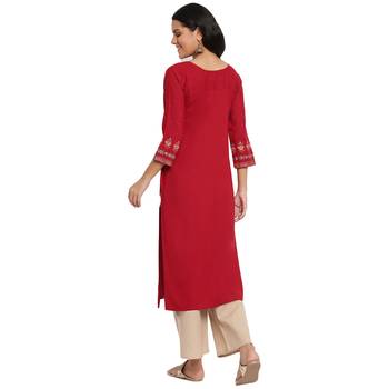 Red printed rayon ethnic-kurtis 2