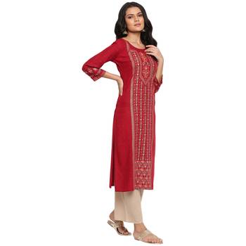Red printed rayon ethnic-kurtis 5