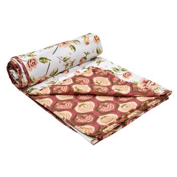 Cotton Jaipuri Double Bed Dohar Lightweight Reversible Dohar for Double Bed Blanket/Duvet/Quilt/AC Dohar Flower Print 2