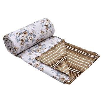 Jaipuri Single Bed Dohar Lightweight Reversible Dohar for Single Bed Blanket/Duvet/Quilt/AC Dohar Flowers Print 2