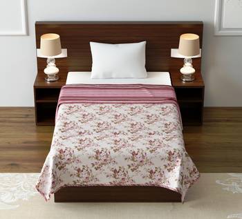 Jaipuri Single Bed Dohar Lightweight Reversible Dohar for Single Bed Blanket/Duvet/Quilt/AC Dohar Flowers Print 1
