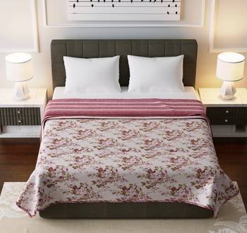 Jaipuri Double Bed Dohar Lightweight Reversible Dohar for Double Bed Blanket/Duvet/Quilt/AC Dohar Pink Flowers Print 2