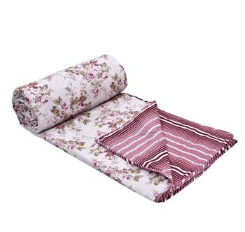 Jaipuri Double Bed Dohar Lightweight Reversible Dohar for Double Bed Blanket/Duvet/Quilt/AC Dohar Pink Flowers Print 3