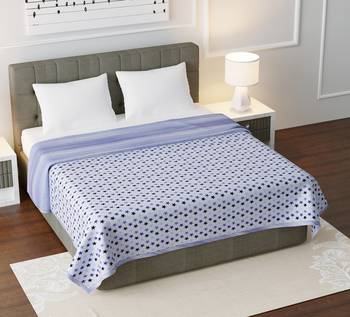Jaipuri Double Bed Dohar Lightweight Reversible for Double Bed Blanket/Duvet/Quilt/AC Dohar Multi Blue Stars Print 1
