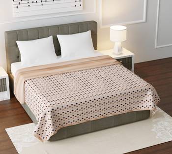 Jaipuri Double Bed Dohar Lightweight Reversible for Double Bed Blanket/Duvet/Quilt/AC Dohar Multi Brown Stars Print 1