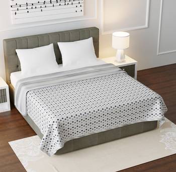 Jaipuri Double Bed Dohar Lightweight Reversible for Double Bed Blanket/Duvet/Quilt/AC Dohar Multi Grey Stars Print 1