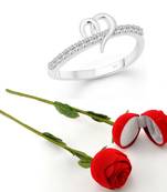 Vighnaharta Rhodium Plated alloy Ring with Scented Rose Ring Box for Women and Girls.